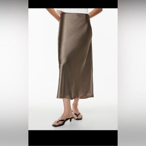 Aritzia Slip Satin Maxi Skirt - Babaton in Nomad Taupe